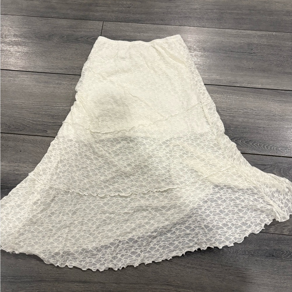 See You Monday Cream Lace Maxi Skirt